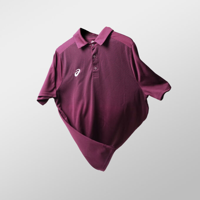 Asics Men Hex Rugby Polo Shirt Maroon