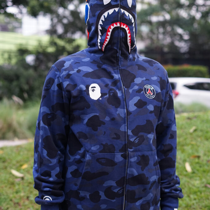 BAPE x PSG Shark Full Zip Hoodie Navy