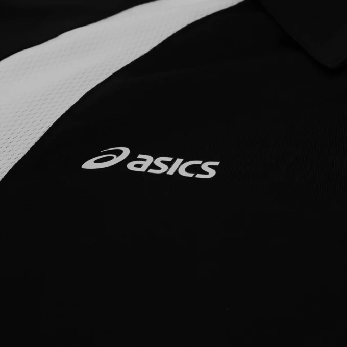 asics men hex rugby polo shirt black tampak detail