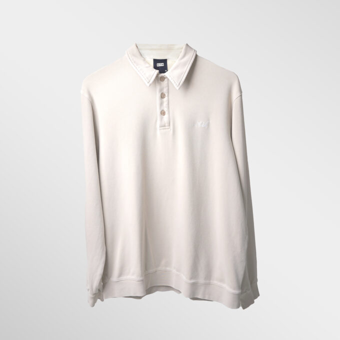 Kith Crystal Wash Interlock Harmon Pullover Rugby - Cream