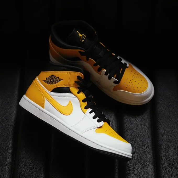 Tampak Bagian atas Air Jordan 1 Mid University Gold